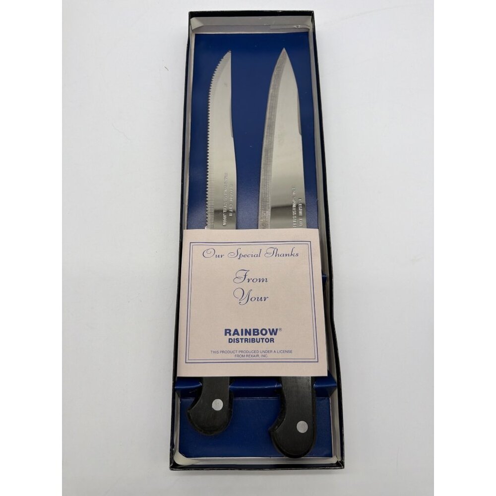 Elegant Cut 2-Piece Knife Set With Black Handles Stainless Steel Blades & Origin
